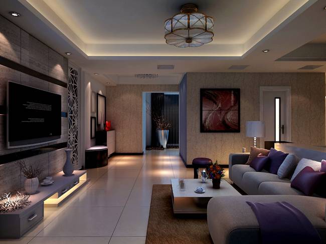点击大图看下一张：现代客厅沙发茶几装修效果展示