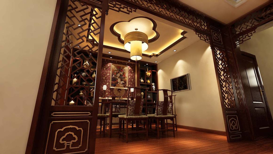 点击大图看下一张：中式中式风格餐厅装修图