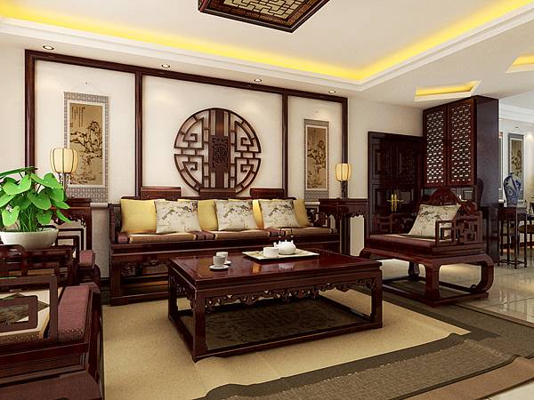 点击大图看下一张：中式客厅沙发单人沙发设计方案