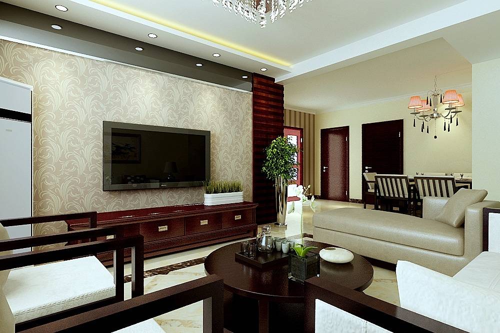 点击大图看下一张：中式中式风格客厅设计案例