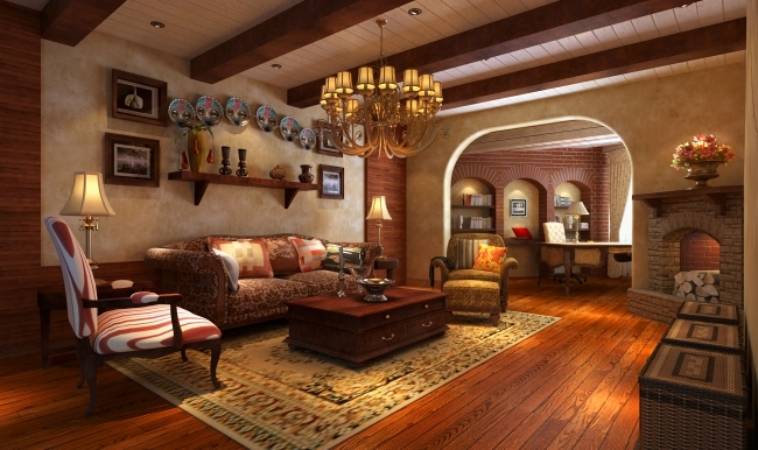 点击大图看下一张：美式美式风格客厅背景墙沙发客厅沙发设计方案