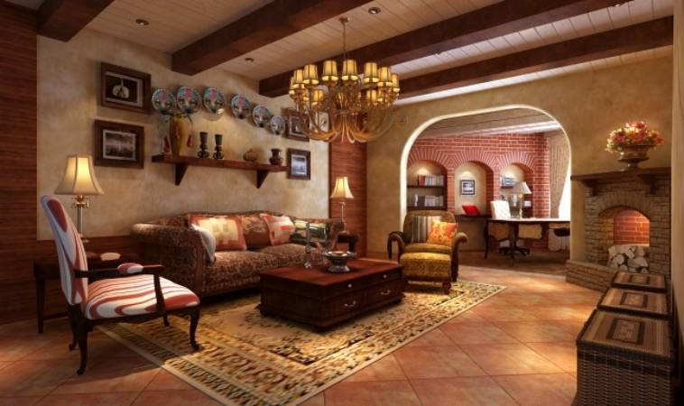 点击大图看下一张：美式美式风格客厅背景墙沙发客厅沙发设计案例展示