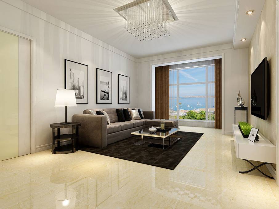 点击大图看下一张:现代客厅吊顶电视背景墙效果图