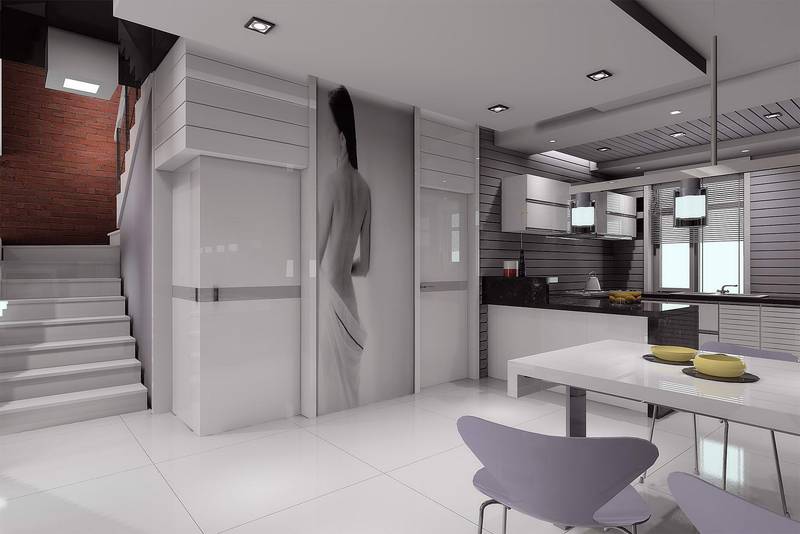 点击大图看下一张：现代现代风格厨房三居装修案例