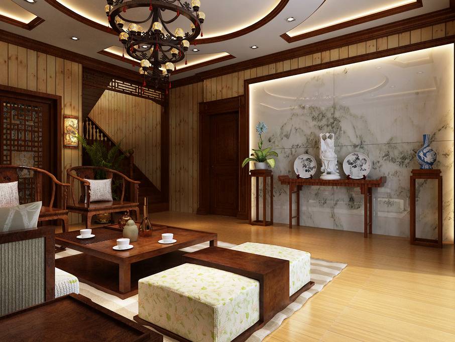 点击大图看下一张：中式中式风格客厅设计案例展示