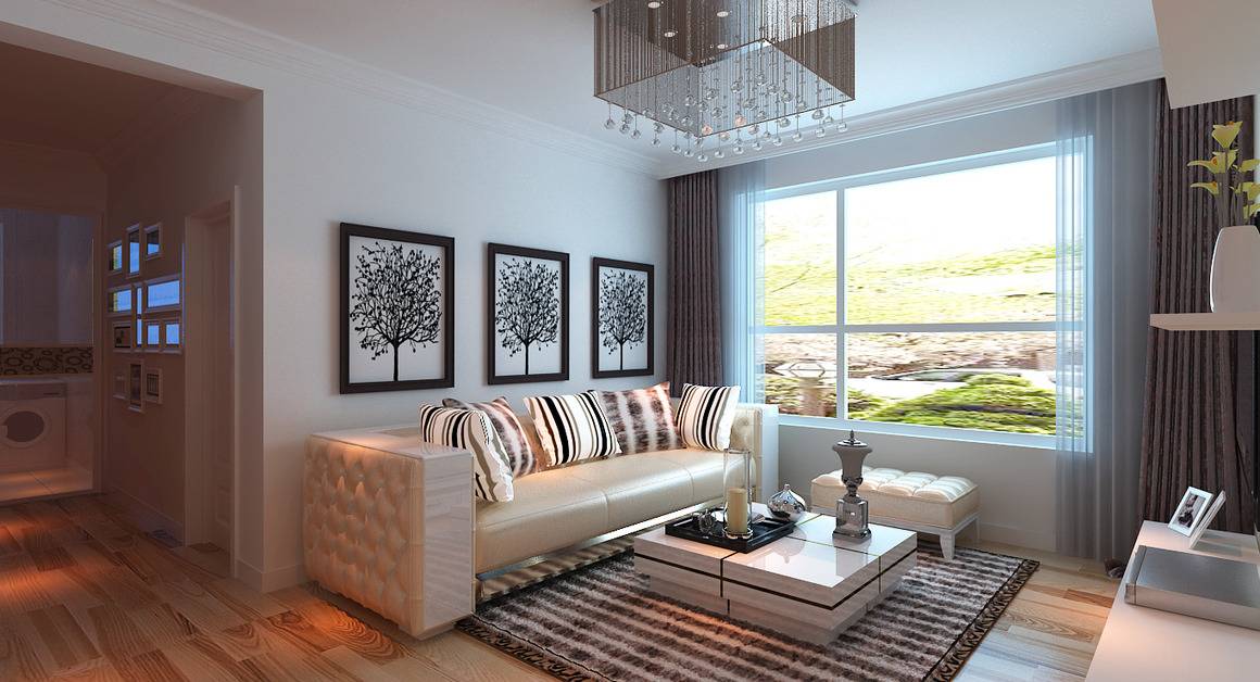 点击大图看下一张：简约客厅窗帘效果图