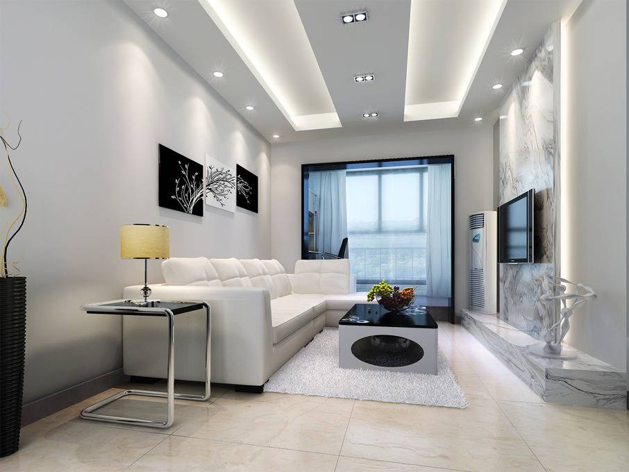 点击大图看下一张：现代客厅沙发电视柜茶几设计方案