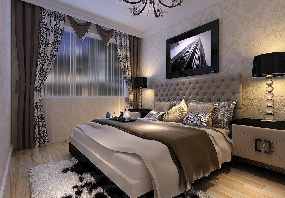 点击大图看下一张：现代卧室窗帘设计图