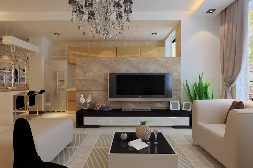 点击大图看下一张：现代客厅电视背景墙设计图