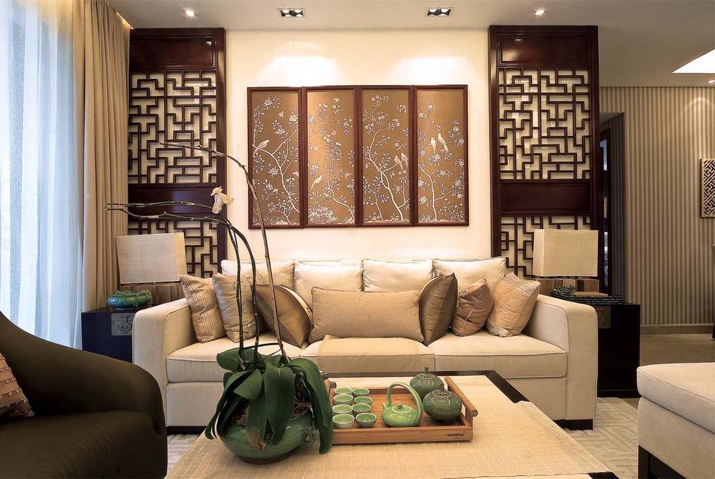 点击大图看下一张：中式古典客厅设计案例