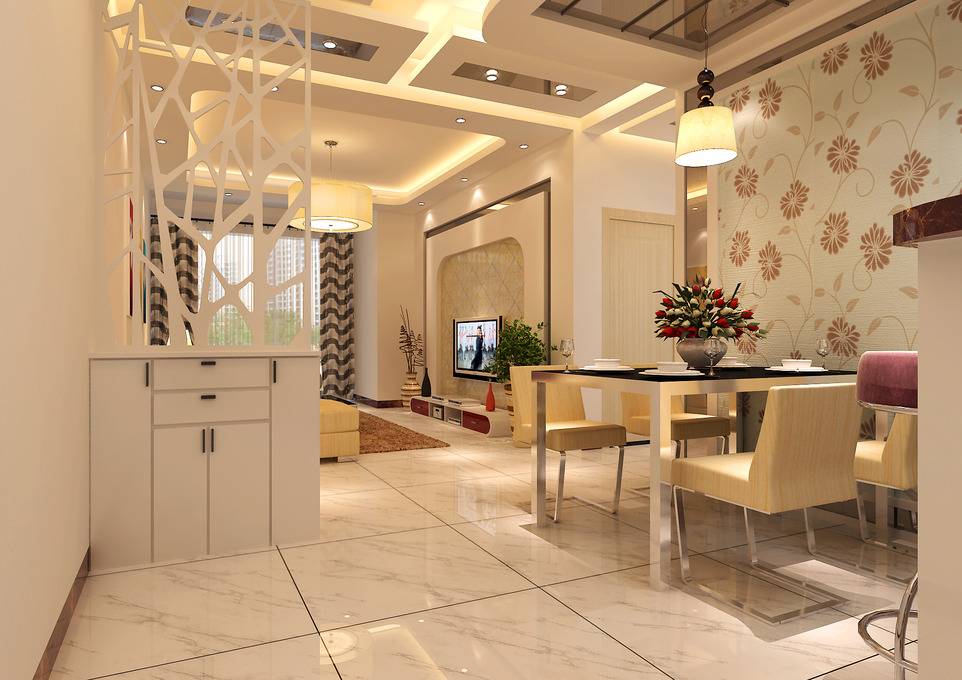 点击大图看下一张：现代餐厅隔断设计案例展示