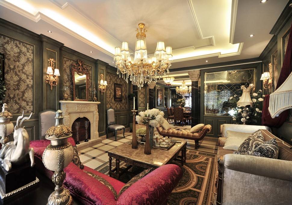 点击大图看下一张:美式客厅吊顶装修图