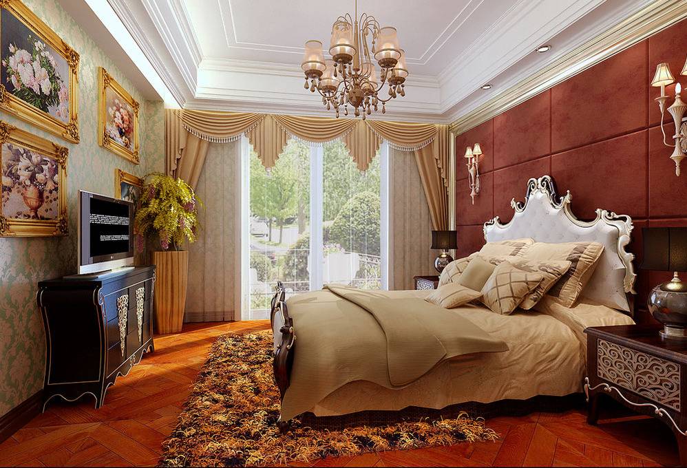 点击大图看下一张:欧式新古典卧室效果图
