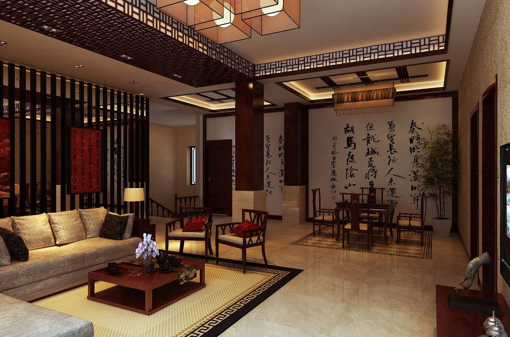 点击大图看下一张：中式客厅设计图