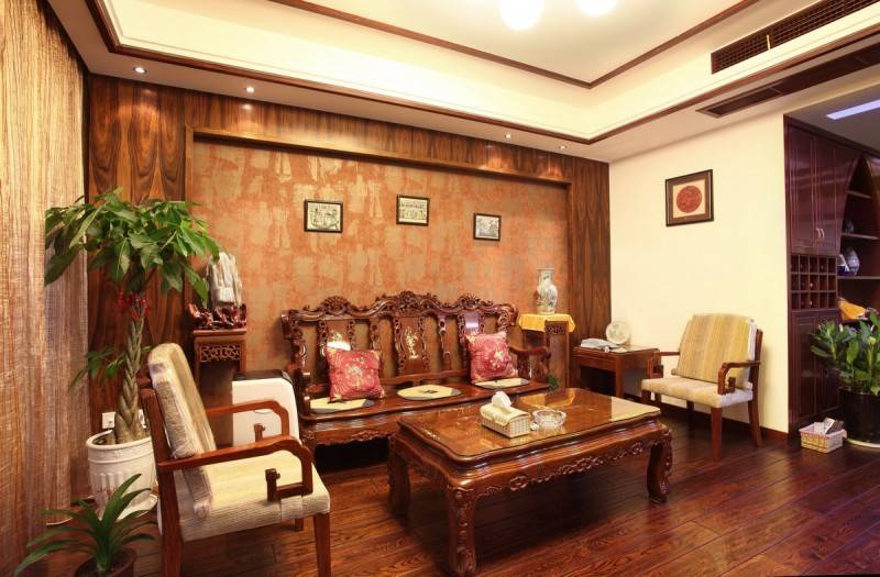 点击大图看下一张：中式中式风格客厅背景墙沙发图片