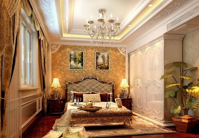 点击大图看下一张：欧式古典欧式风格卧室装修效果展示