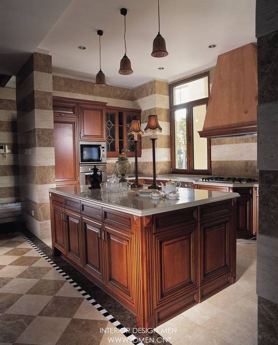 点击大图看下一张：美式美式风格厨房别墅装修案例