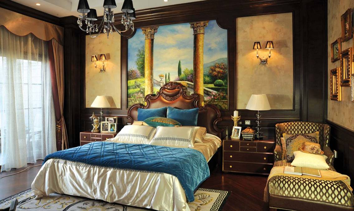 点击大图看下一张：美式美式风格卧室装修图