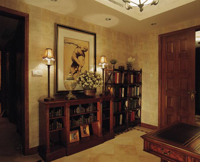 点击大图看下一张：美式美式风格书房别墅装修效果展示