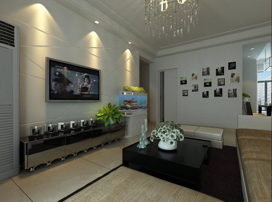 点击大图看下一张：现代客厅电视背景墙设计方案