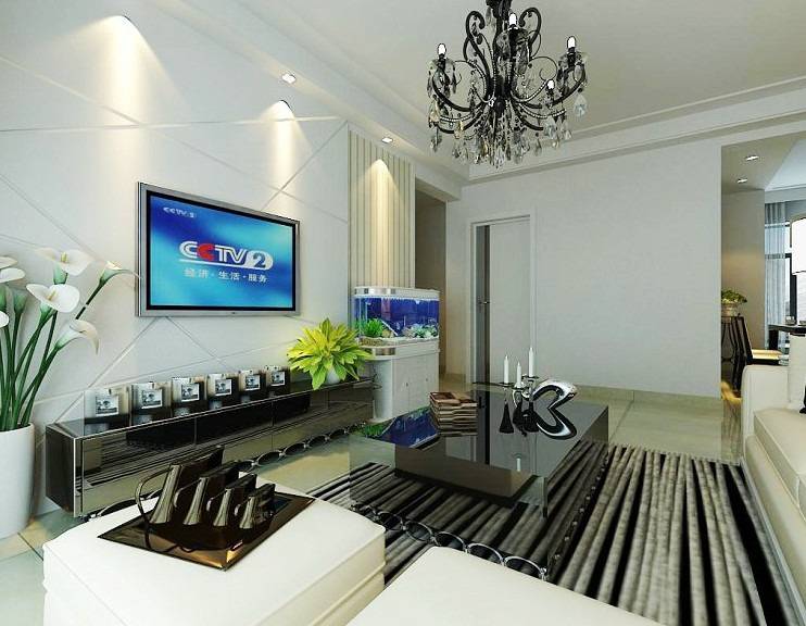 点击大图看下一张：现代客厅电视背景墙设计案例