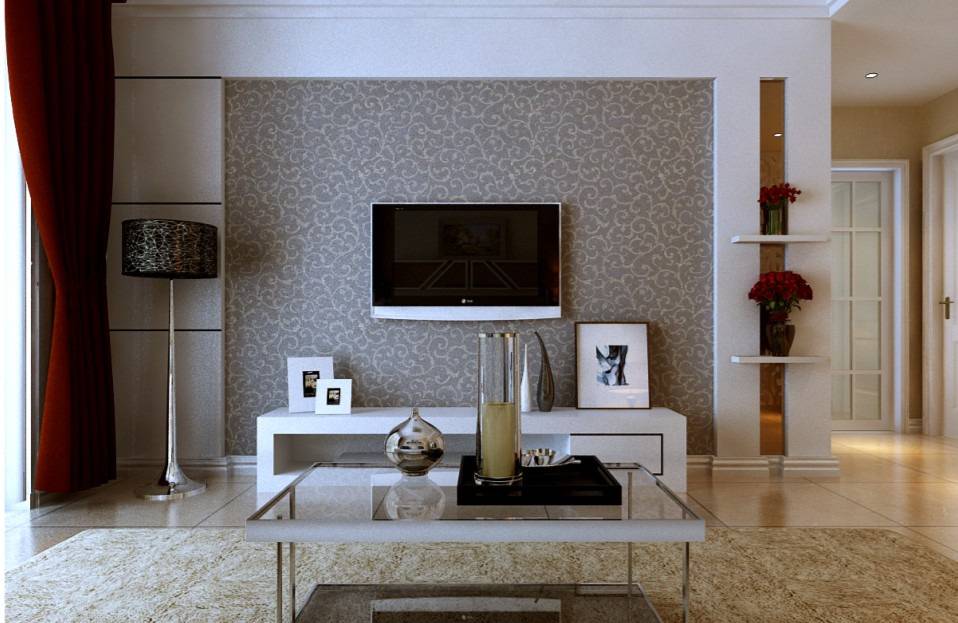 点击大图看下一张：现代客厅电视背景墙设计案例展示