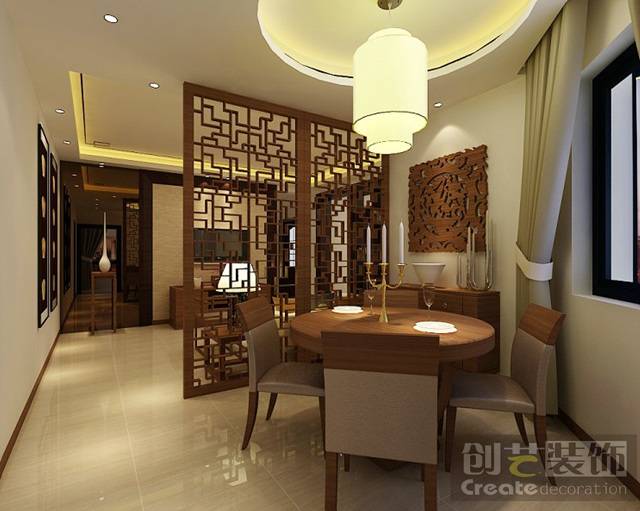 点击大图看下一张：中式中式风格餐厅装修效果展示