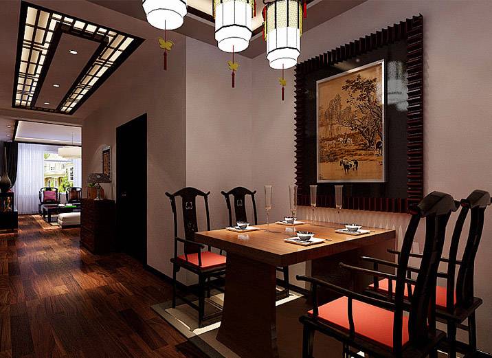 点击大图看下一张：中式中式风格餐厅40平米140平米设计案例展示