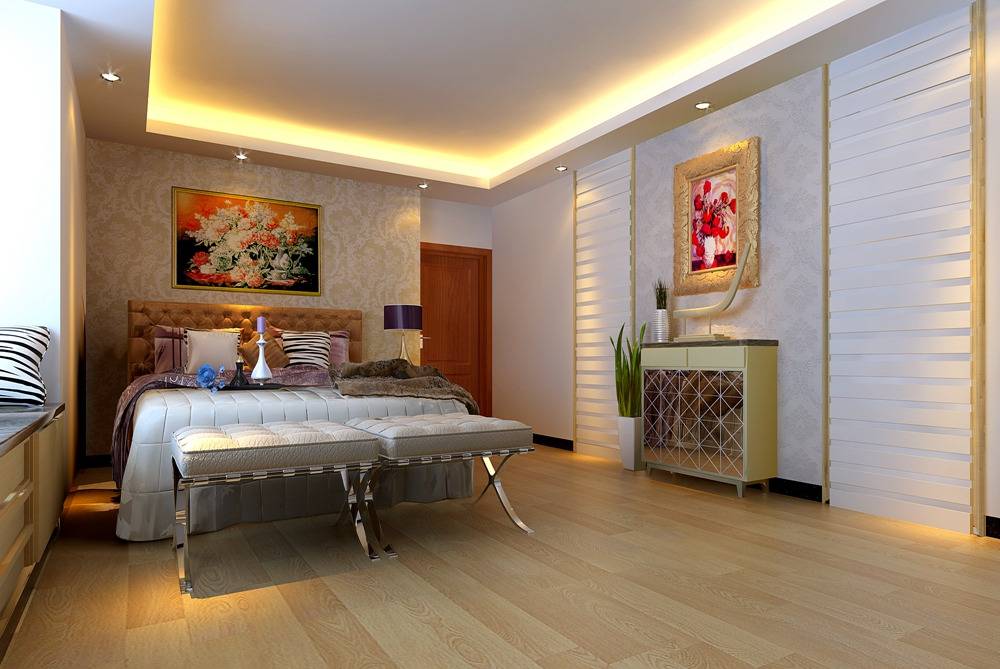 点击大图看下一张：现代卧室装修效果展示