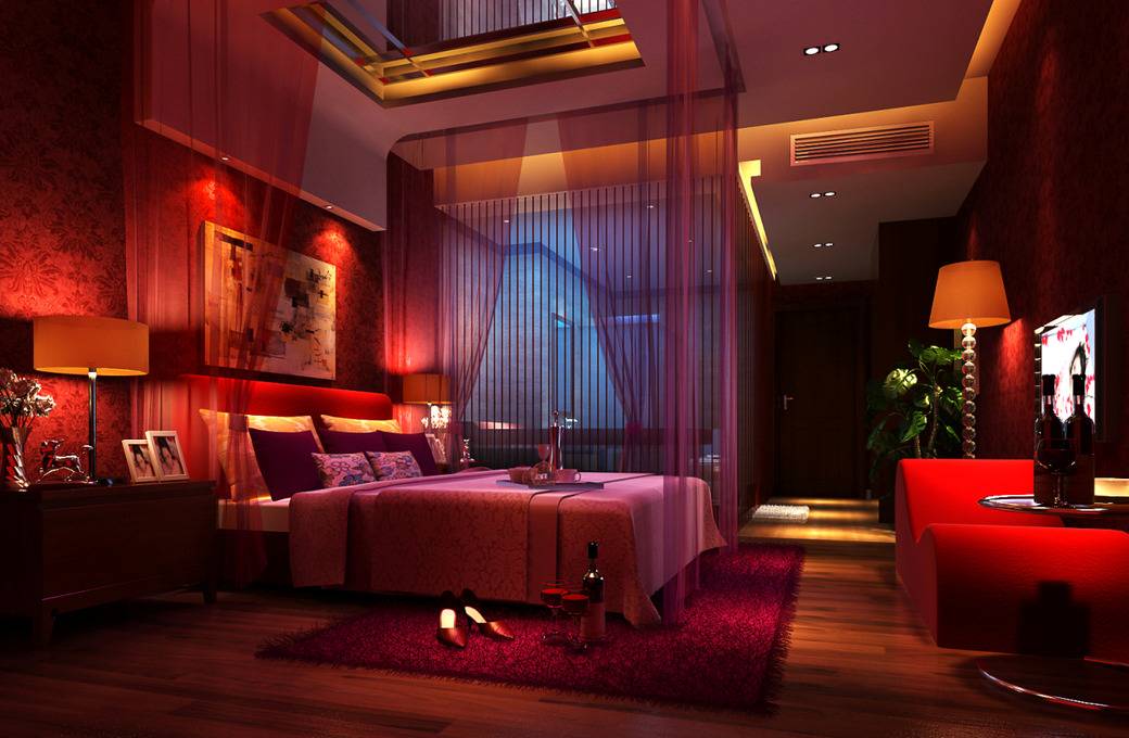 点击大图看下一张：现代卧室酒店案例展示