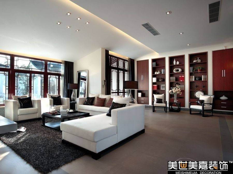 点击大图看下一张：中式中式风格新中式书房设计方案