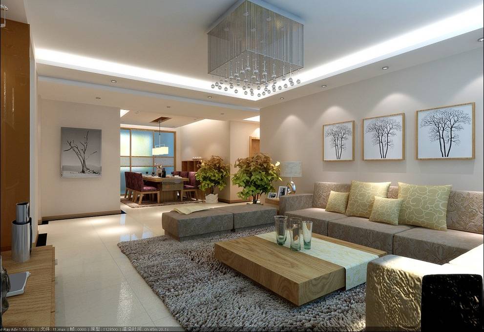 点击大图看下一张：现代客厅沙发茶几设计案例展示