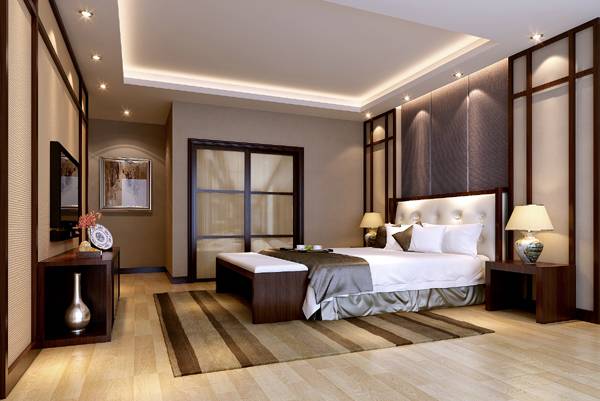 点击大图看下一张：中式混搭现代卧室装修案例