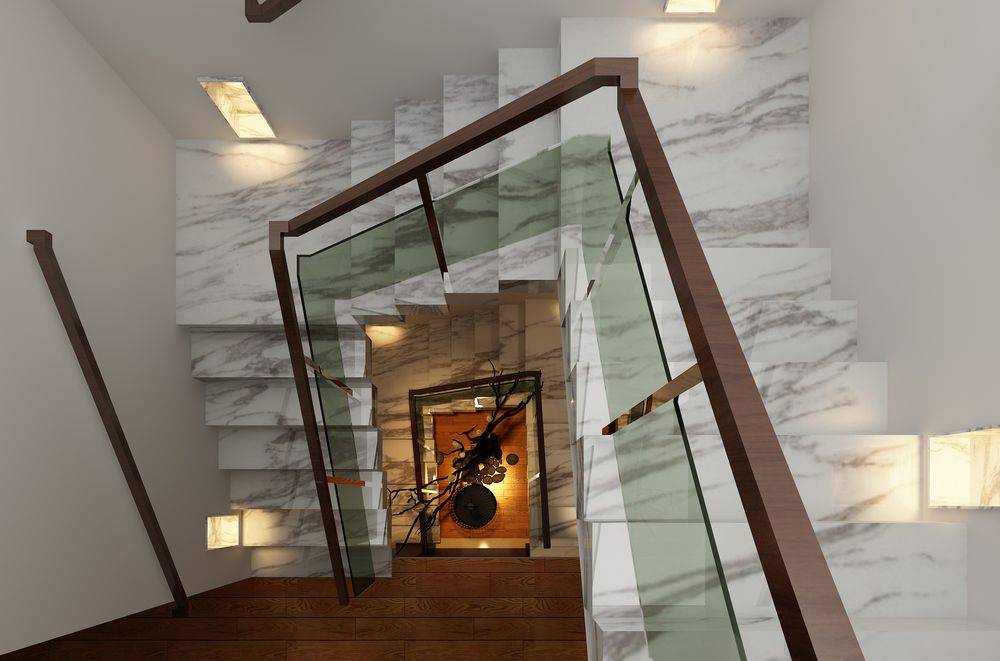 点击大图看下一张：中式别墅楼梯装修案例