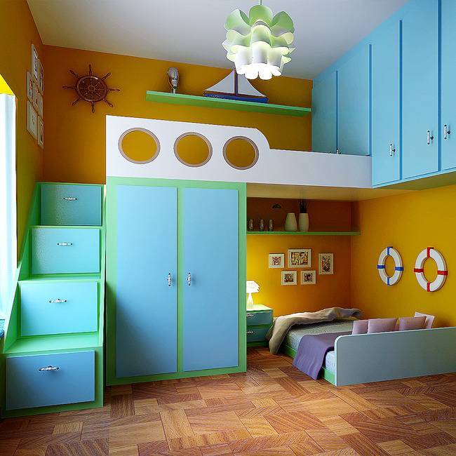 点击大图看下一张：地中海儿童房设计案例展示
