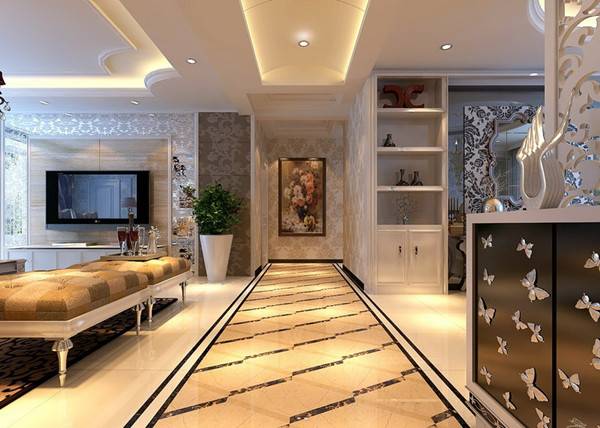 点击大图看下一张：欧式客厅电视背景墙装修效果展示