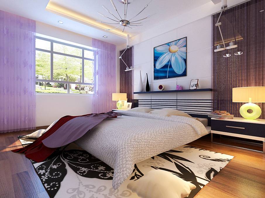 点击大图看下一张：现代现代风格卧室窗帘设计方案