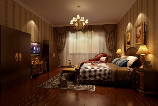 点击大图看下一张:欧式欧式风格卧室别墅吊顶窗帘案例展示