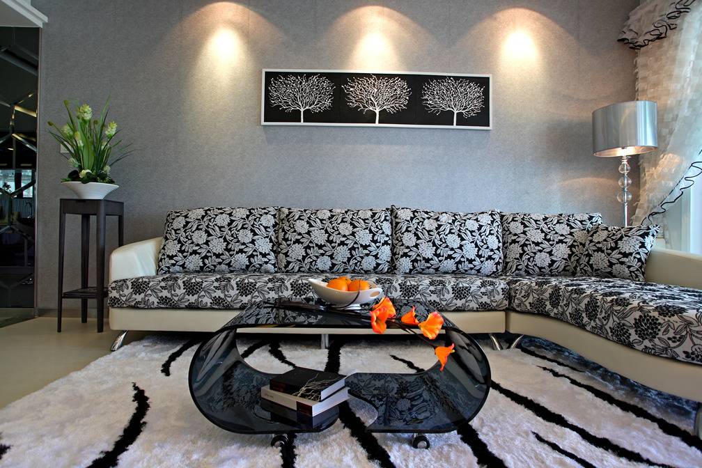 点击大图看下一张：现代客厅沙发茶几设计案例展示