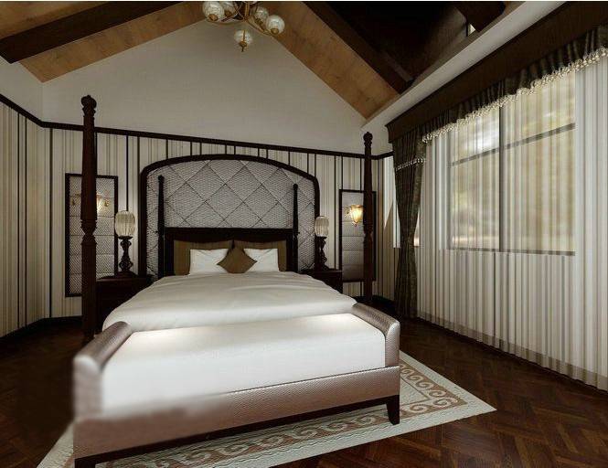 点击大图看下一张：中式新中式卧室设计案例展示