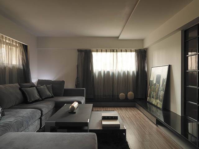 点击大图看下一张：现代简约客厅沙发茶几效果图