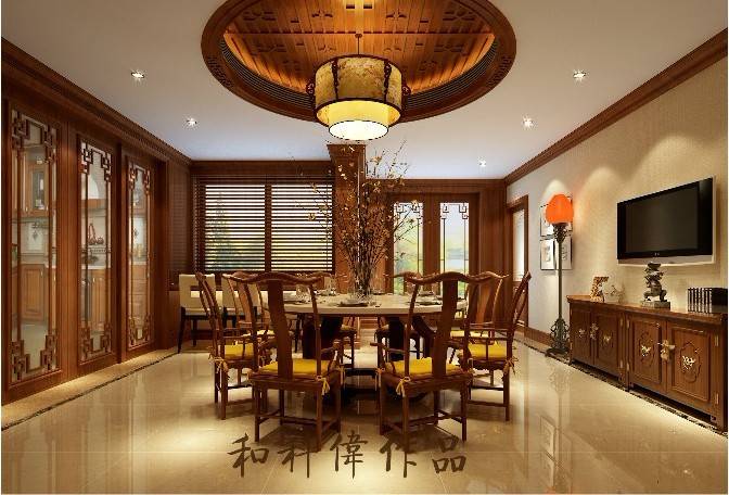 点击大图看下一张：中式中式风格餐厅别墅效果图