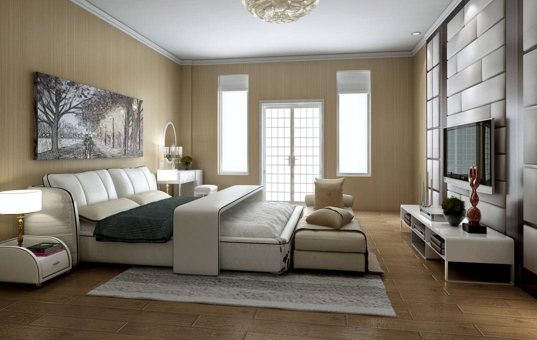 点击大图看下一张：现代简约卧室别墅设计案例