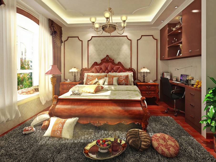 点击大图看下一张：美式古典美式风格卧室装修案例