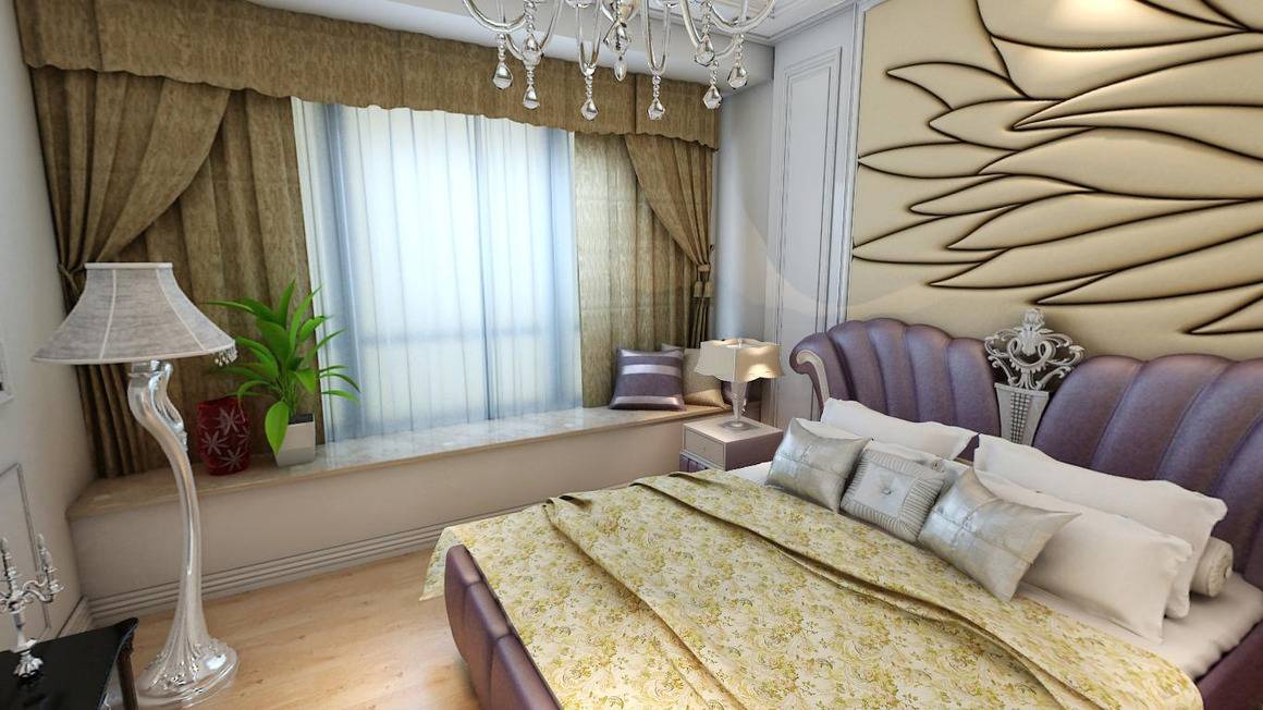 点击大图看下一张：欧式卧室窗帘设计案例展示