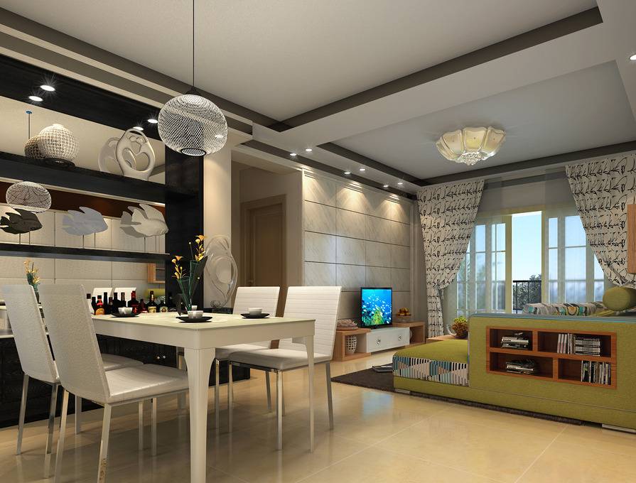 点击大图看下一张:简约餐厅吊顶设计图