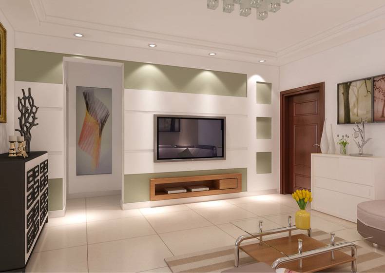 点击大图看下一张：现代简约客厅电视柜电视背景墙设计图