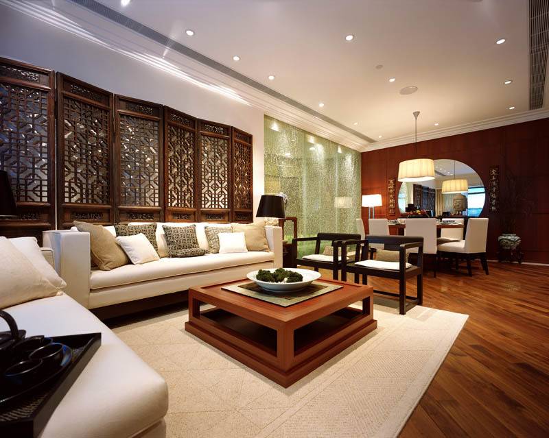 点击大图看下一张：中式中式风格客厅背景墙沙发客厅沙发设计案例展示