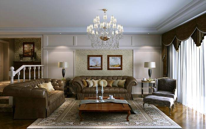 点击大图看下一张：欧式欧式风格客厅背景墙沙发客厅沙发装修效果展示