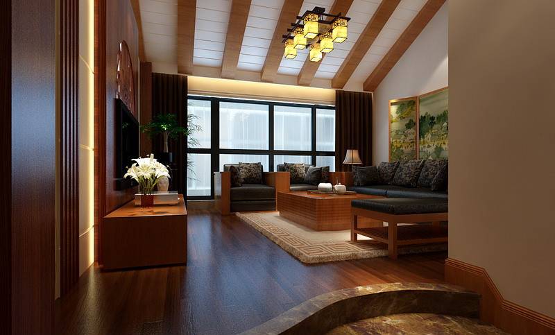 点击大图看下一张：中式客厅实木家具图片